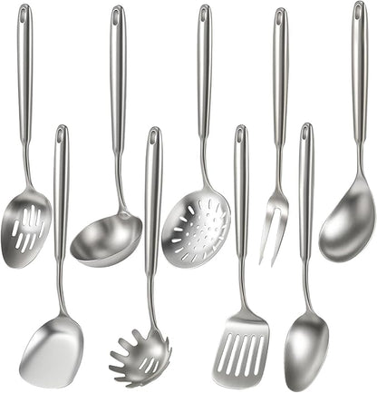 Newness 9 Pcs Cooking Utensils Set, 304 Stainless Steel Kitchen Utensils Set by NewnessFocusOnStainlessSteel