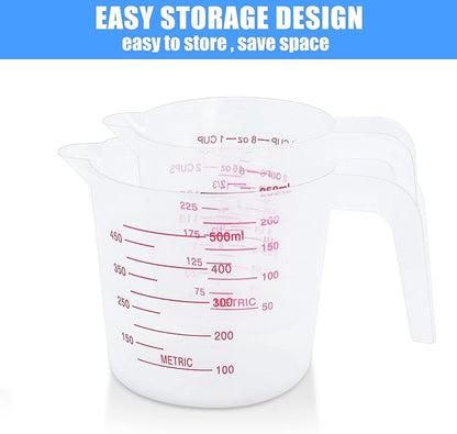 DTDNZKN 2 Pack Measuring Cup Set, Includes 250Ml, and 500Ml Plastic Liquid - Image 3