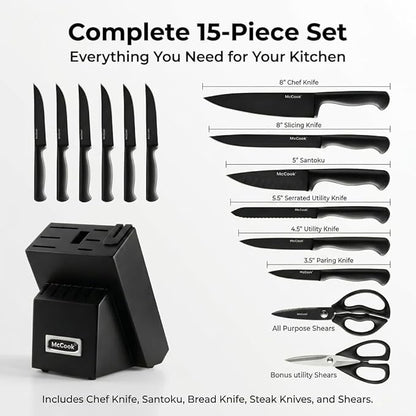 McCook® Knife Sets, German Stainless Steel Knife Block Sets - Image 3