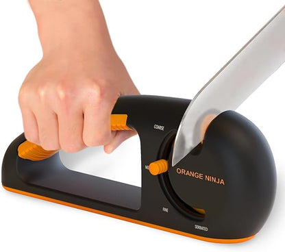 Orange Ninja 4-Stage Knife Sharpener & Serrated Knife Sharpener– Repairs by SharpPebble