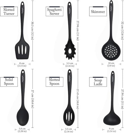 Culinary Couture Black Silicone Kitchen Utensils Set of 6, Non-Stick - Image 3