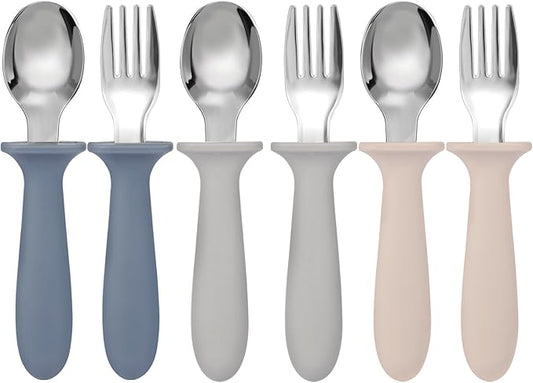 Eascrozn Toddler Forks and Spoons Set, 6 Pack Kids Silverware by Eascrozn