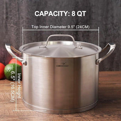 HOMI CHEF HEAVY ECOLOGICAL NICKEL FREE Stainless Steel Stock Pot 8QT - Image 7