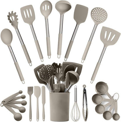 Silicone Kitchen Utensils Set 24 Pieces 450 °F Heat Resistant by CulinaryCouture