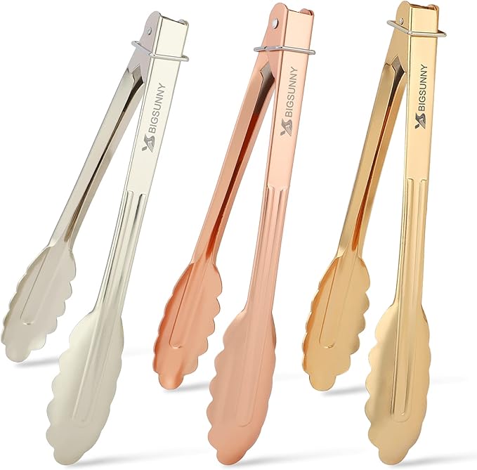 MSY BIGSUNNY 9 Inch Kitchen Food Tongs, Buffet Tongs, Serving Tongs by MSYBIGSUNNY