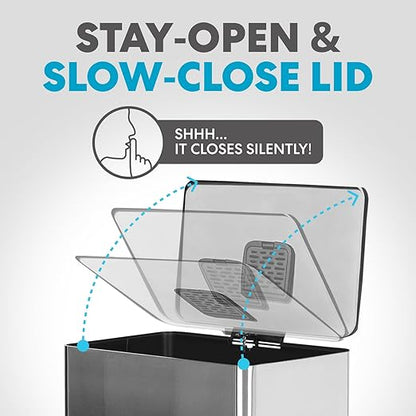 SIMPLI-MAGIC 50 Liter / 13.2 Gallon Soft-Close, Smudge Resistant Trash Can - Image 6