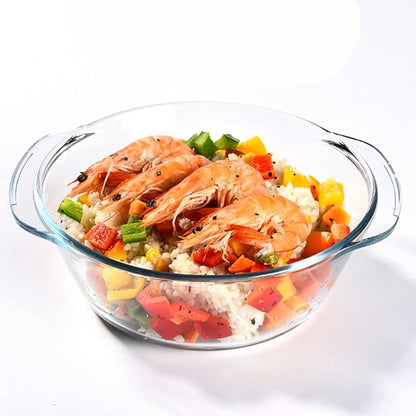 Casserole Baking Dish with 2 pcs, 1.5 QT large, Round with Handle and Lid - Image 3