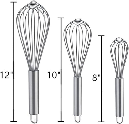 Whisks for Cooking, 3 Pack Stainless Steel Whisk for Blending, Beating and - Image 7