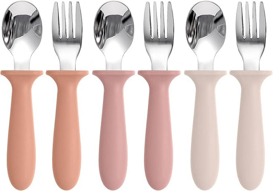 Eascrozn Toddler Spoons and Forks Set, 6 Pack Kids Silverware by Eascrozn