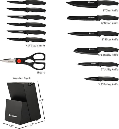 15-Piece Stainless Steel Kitchen Knife Set, Built-in Knife Sharpener, - Image 2