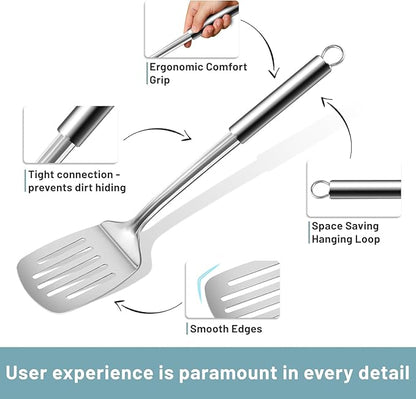 Pleafind Stainless Steel Cooking Utensils Set, Nonstick Kitchen Tools - Image 3