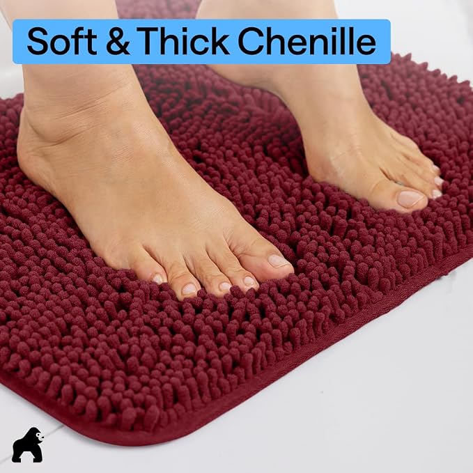 GORILLA GRIP Bath Rug Mat 44x26, Soft Absorbent Chenille, Quick Dry Microfiber - Image 4