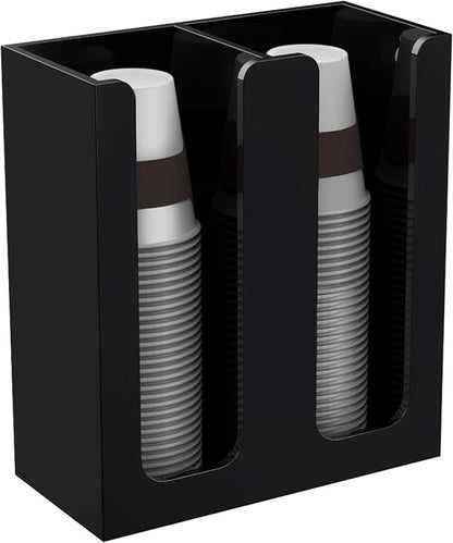 Richboom Acrylic Coffee Cup and Lid Storage Organizer Holder, 2 Compartments - Image 4