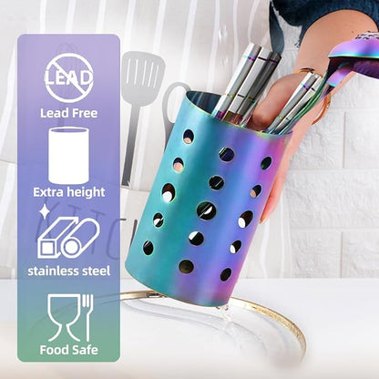QRU Kitchen Utensil Holder for Countertop, Stainless Steel Cooking Utensil - Image 3