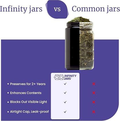 Infinity Jars, 500 ML Pack 6, Premium Airtight Ultraviolet Glass Jar Smell Proof - Image 6