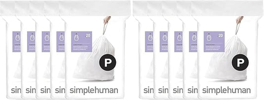 simplehuman Code P, Dispenser Pack Custom Fit Liners, Drawstring Trash Bags by Simplehuman