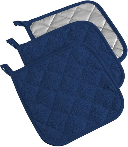 DII Basic Terry Collection Quilted 100% Cotton, Nautical Blue, 3 Piece by DII