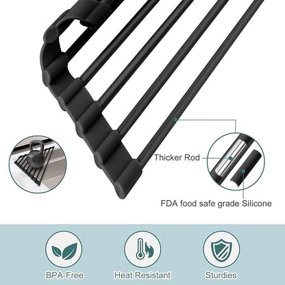 MERRYBOX Triangle Roll Up Dish Drying Rack Over The Sink, 2025 Anti-Rust Sink - Image 4