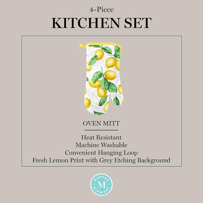 Martha Stewart Lots of Lemons Modern Kitchen Towel, Oven Mitt & Potholder Set - Image 7