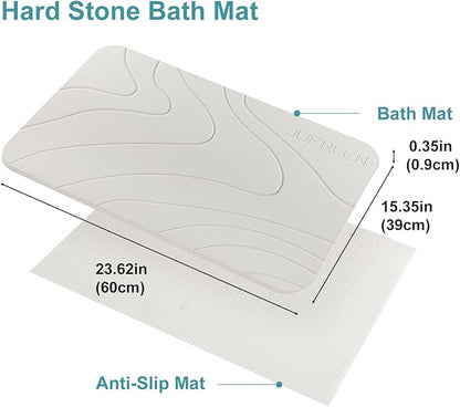 JUERLEN 2 Pack Diatomaceous Earth Shower Mat, Stone Bath Mat, Nonslip Super - Image 2