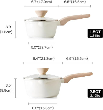 Kordisen Sauce Pan Set with Lid, 1.5Qt & 2.5 Qt Nonstick Cooking Pots with Pour - Image 2