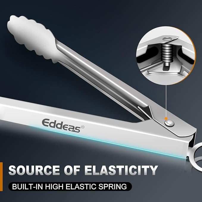 Eddeas 2 Pcs 7 Inch Small Tongs, Heavy Duty Stainless Steel Kitchen Tongs - Image 4