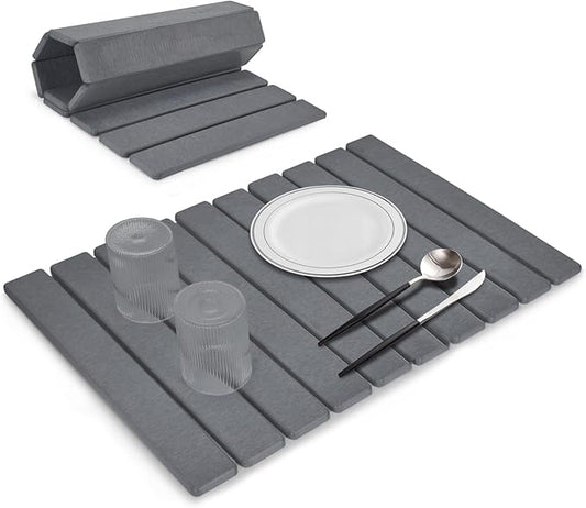 Large Stone Dish Drying Mats for Kitchen Counter, Fast Drying Collapsible Mat by Sangukiro