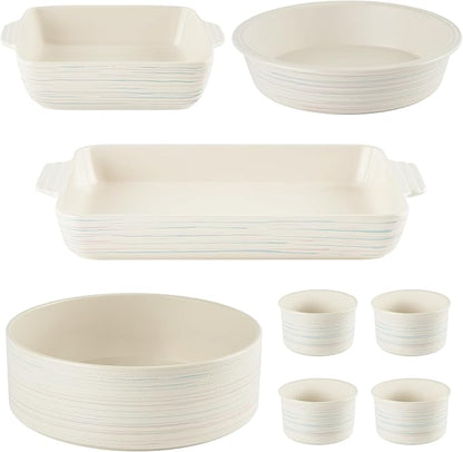 Pyrex 8-Piece Ceramic Complete Bakeware Set, Nonstick Pie, Lasagna Oven Pans by Pyrex