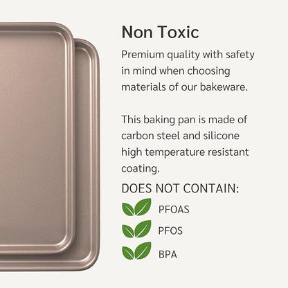 HAPPIELS Nonstick Baking Sheet Set of 2 | PFOA & BPA Free Non Toxic Carbon - Image 5