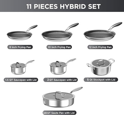 COOKER KING Stainless Steel Cookware Set, Hybrid Ceramic Cookware, Non-Stick - Image 5