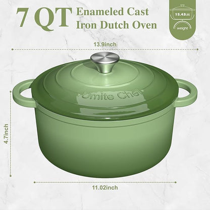 Umite Chef Enameled Cast Iron Dutch Oven-7QT Pot - Image 2