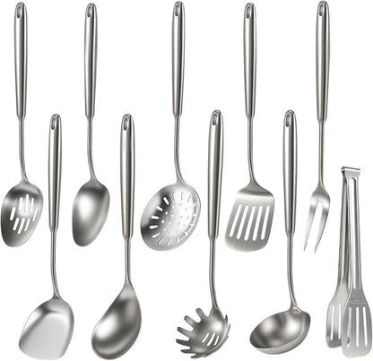 Newness 10 Pcs Cooking Utensils Set, 304 Stainless Steel Kitchen Utensils Set by NewnessFocusOnStainlessSteel