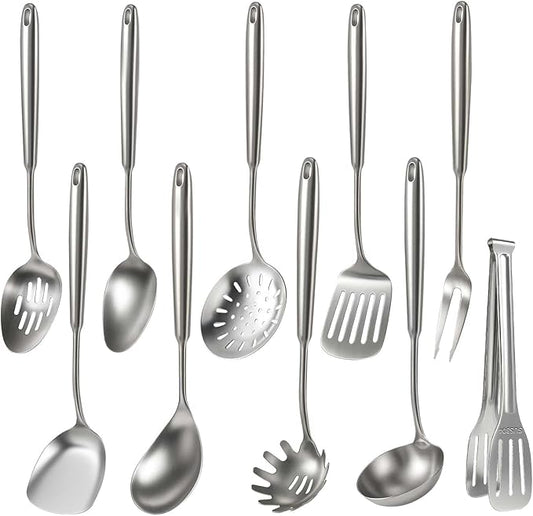 Newness 10 Pcs Cooking Utensils Set, 304 Stainless Steel Kitchen Utensils Set by NewnessFocusOnStainlessSteel