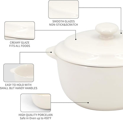 4-Pack Ceramic Mini Cocotte Set, 10 Oz Stoneware Casserole Dishes - Image 7