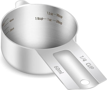 1PCS 1/4Cup Single Measuring Cup, Etched Inner Scale Stainless Steel Measure by BERYLER