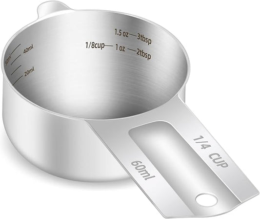1PCS 1/4Cup Single Measuring Cup, Etched Inner Scale Stainless Steel Measure by BERYLER
