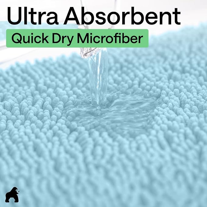 GORILLA GRIP Bath Rug Mat, Thick Soft Absorbent Chenille, Quick Dry Microfiber - Image 5