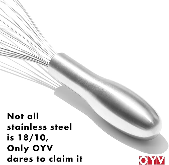 OYV 18/10 Stainless Steel Whisk, Ergonomic Handle, Dishwasher Safe Metal whisk - Image 3