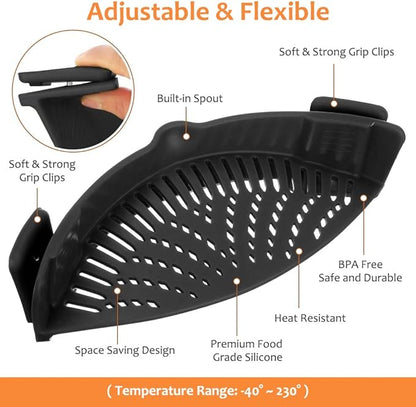 YEVIOR Clip on Strainer for Pots Pan Pasta Strainer, Silicone Food Strainer - Image 2