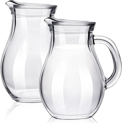 Leinuosen 2 Pcs Glass Pitcher Elegant Shaped Glass Tea Pitcher Coffee Milk by Leinuosen