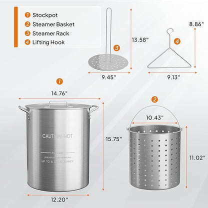 Bonnlo 30QT Aluminum Stock Pot for Boiling Seafood, Crawfish & Crab, Frying - Image 6