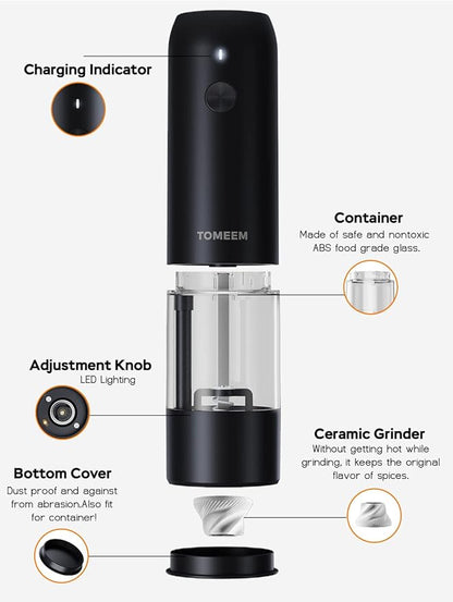 TOMEEM Electric Salt and Pepper Grinder Set - Image 8