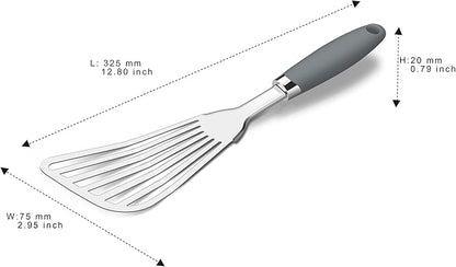 304 Stainless Steel Fish Spatula, Non-Slip Ergonomic Handle Slotted Spatula - Image 6