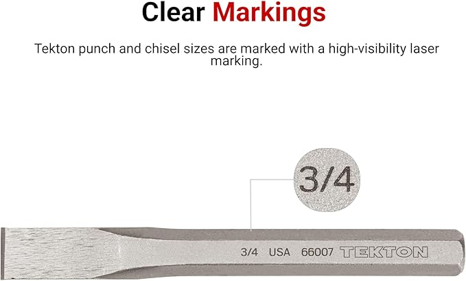 TEKTON Cold Chisel Set, 3-Piece | PNC91002 | Made in USA - Image 5