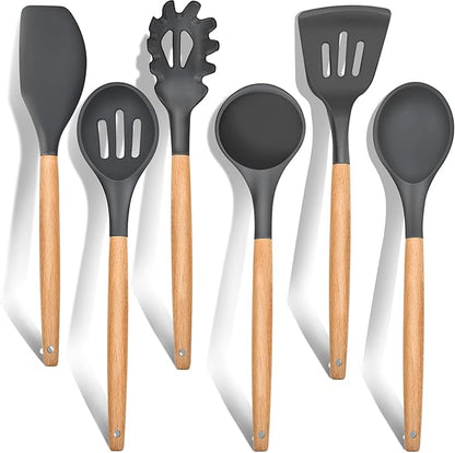 E-far Cooking Utensils Set of 6, Silicone Kitchen Utensils by E-far