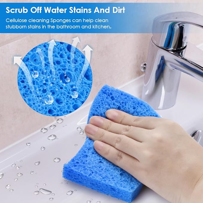 8PCS Dish Sponges Kitchen, Premium Blue Dish Washing Kitchen Sponge, Compressed - Image 5