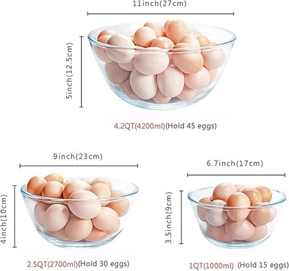 Homwin Glass Mixing Bowl Set of 3 - Image 3