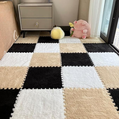 12pcs Carpet Squares Puzzle Floor Mat, Plush Interlocking Carpet Tiles by Unknown