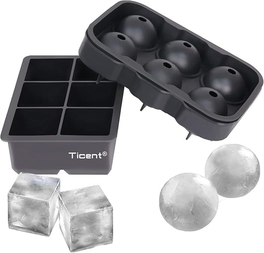 Ticent Ice Cube Trays, Silicone Sphere Whiskey Ice Ball Maker by Ticent