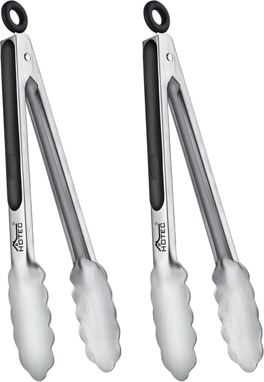 Hotec Stainless Steel Kitchen Tongs, Locking Metal Food Tongs by Hotec